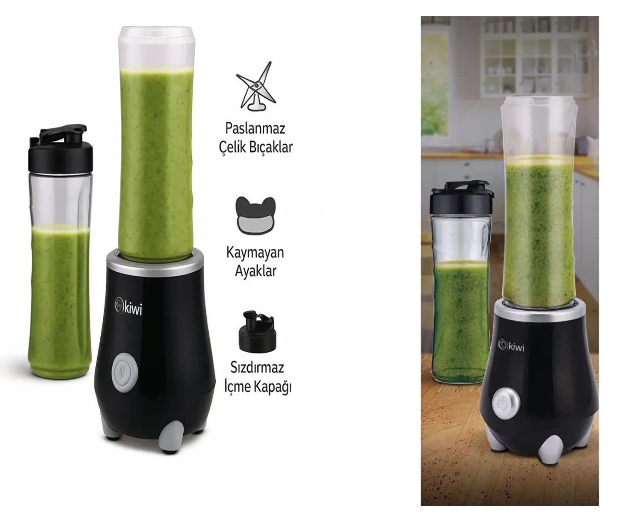 Kiwi Ksb-2214 Standlı Sporcu Blender - Kişisel Smoothie Blender 500 ml Bardaklı